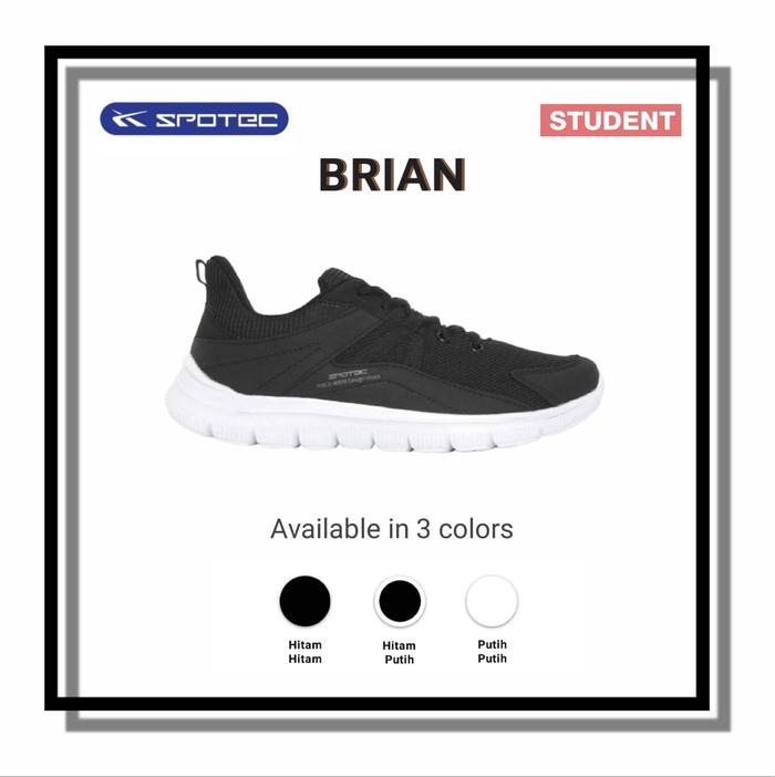 SPOTEC Sepatu STUDENT BRIAN Warna Hitam - Putih