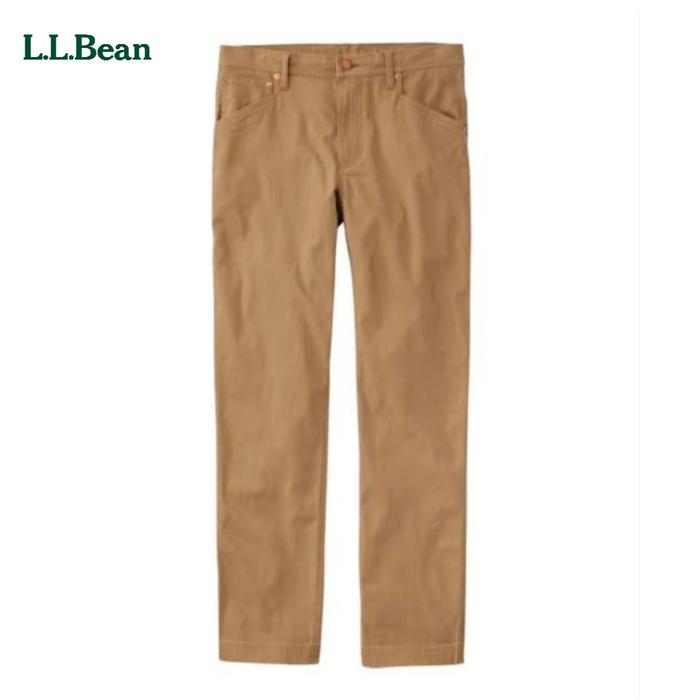 celana canvas pria LL bean Mens BeanFlex Canvas Five Pocket Pants -walnut