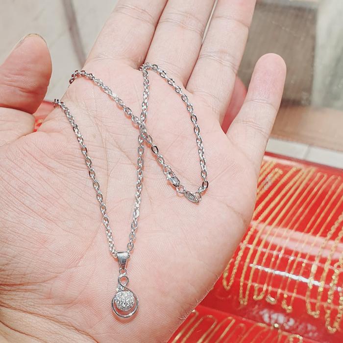 Kalung Emas Putih + Liontin kadar 375