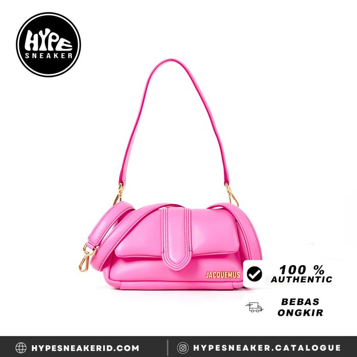Tas JACQUEMUS LE BAMBIMOU FLAP PUFFED FUSCHIA PINK BAG 100% ORIGINAL - 20X10X8CM