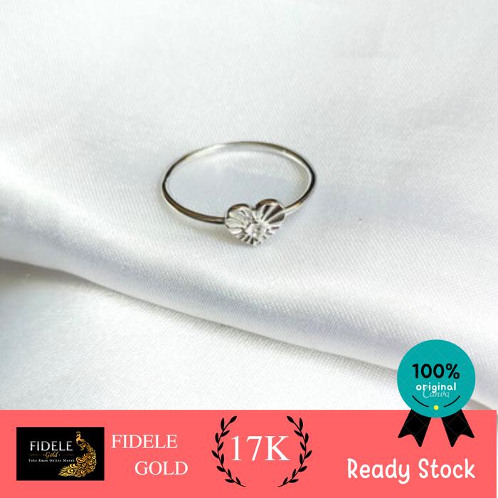 Cincin love hati mata simple emas putih 17k kadar tua 750