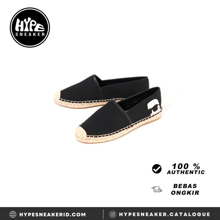 Sepatu KARL LAGERFELD HEAD SIDE IKONIK BLACK ESPADRILLES 100% ORIGINAL