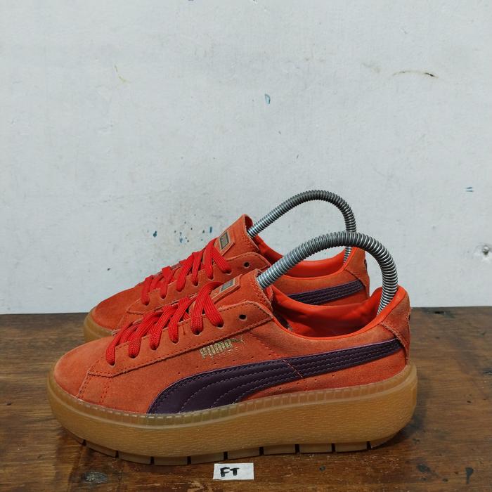 sepatu second ori puma suede dark red size 35.5