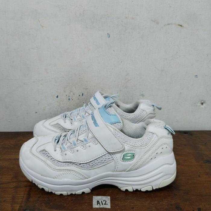 sepatu second ori skechers d'lites white size 36