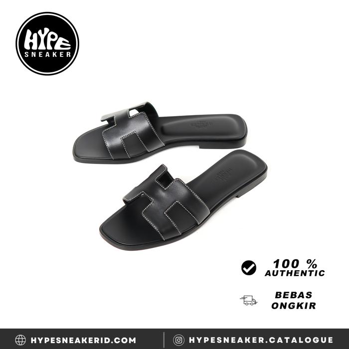 Sandal HERMES ORAN BLACK SANDAL 100% ORIGINAL