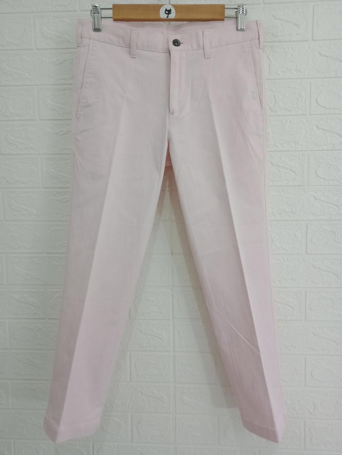 Celana Chino Stretch Woman UNIQLO 73cm Original (Preloved) Light Pink B-798
