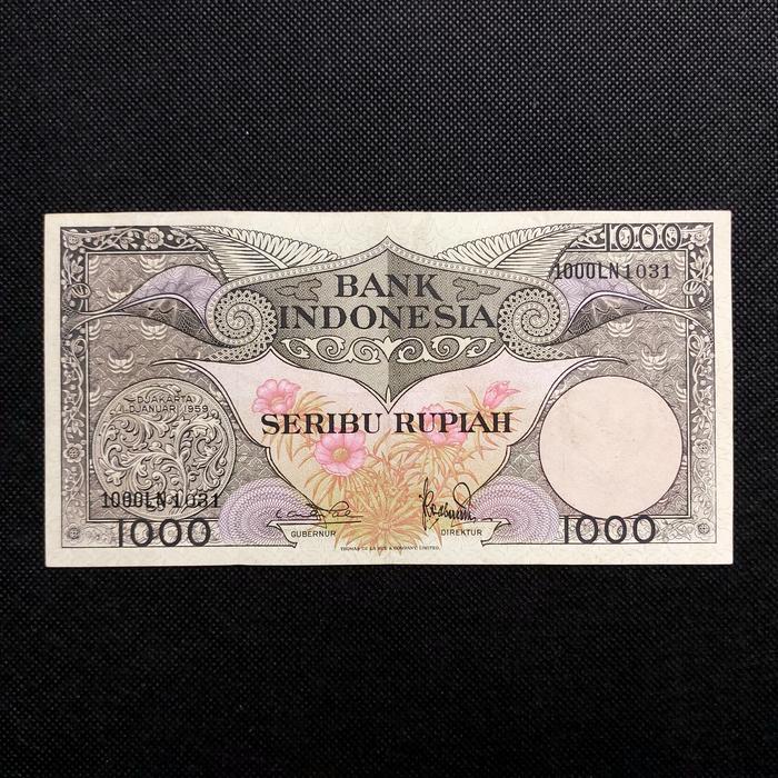 Uang Kuno 1000 Rupiah Seri Burung/Bunga Tahun 1959 (Bagus)