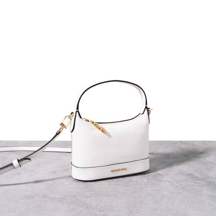 MICHAEL KORS Wythe small crossbody bag pebbled leather Optic White