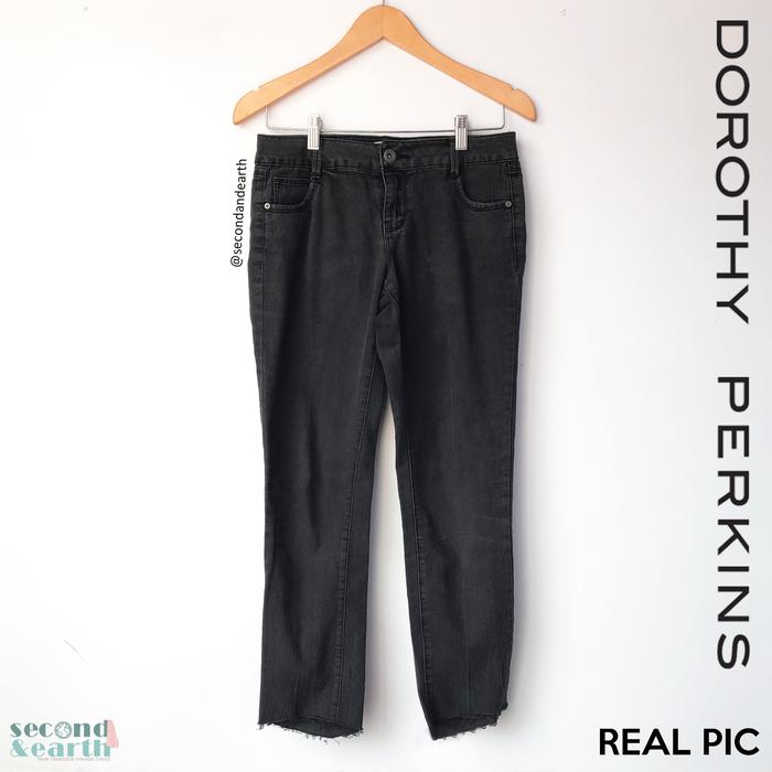Preloved Dorothy Perkins Jeans (L) Celana Panjang Denim High Waist Baggy Kulot Lebar Abu Polos Highw