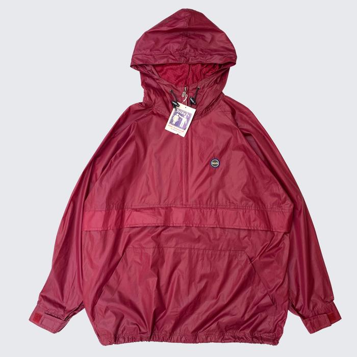 1990s Red Maroon Bitch Skateboards Round Logo Embriodered Nylon Cagoule Jacket - Unisex - L