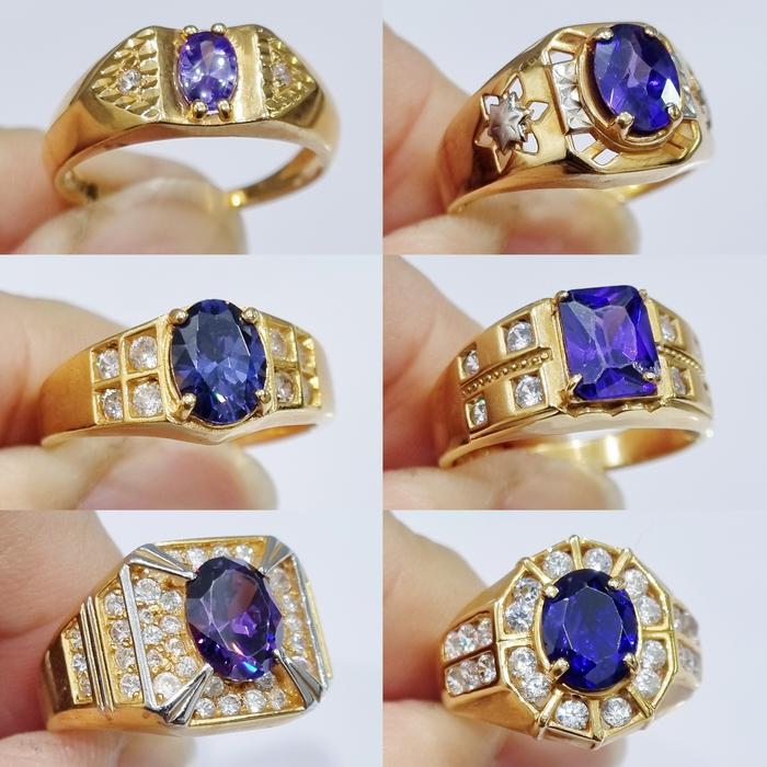 16K - Cincin Emas Pria Mata Ungu Kadar 70% - PJ