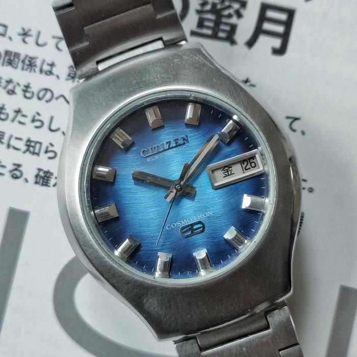Vintage JDM Citizen Cosmotron Blue OceanWave dial circa 1970s no seiko