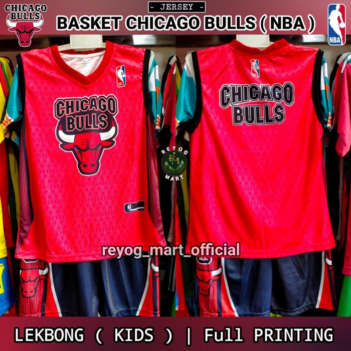 SETELAN KIDS CHICAGO BULLS NBA BASKET BALL PRINTING JERSEY LEKTON ANAK