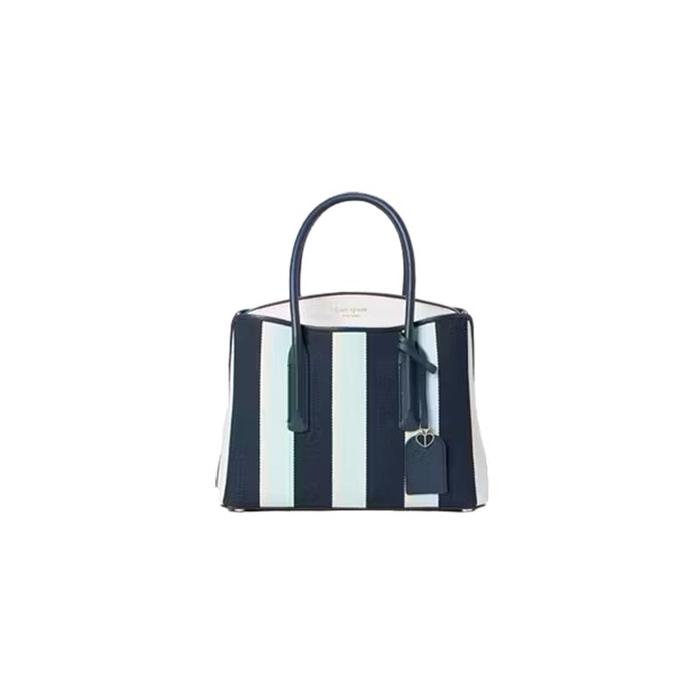 Tas Wanita Branded KS Margaux Canvas Stripe Medium Satchel Bag - Blue Multi