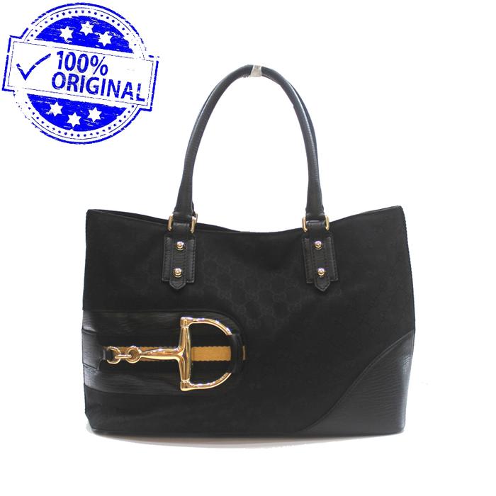 Preloved  Gucci GG Horsebit Black Canvas Monogram Tote Bag