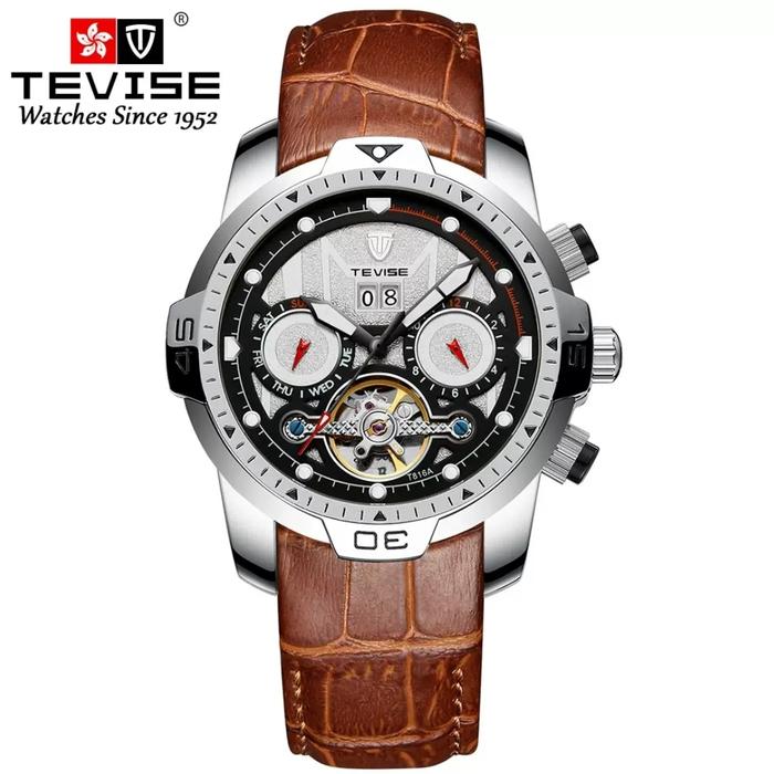 TEVISE T816A Jam Tangan Automatic pria Chronograph Anti Air