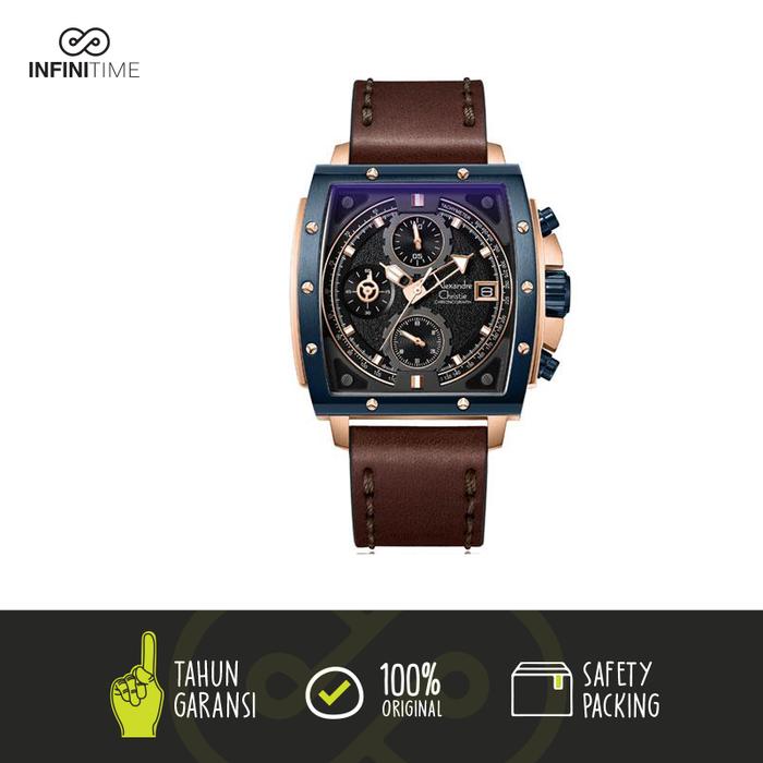 Jam Tangan Alexandre Christie AC 6376 Blue Rosegold Pria