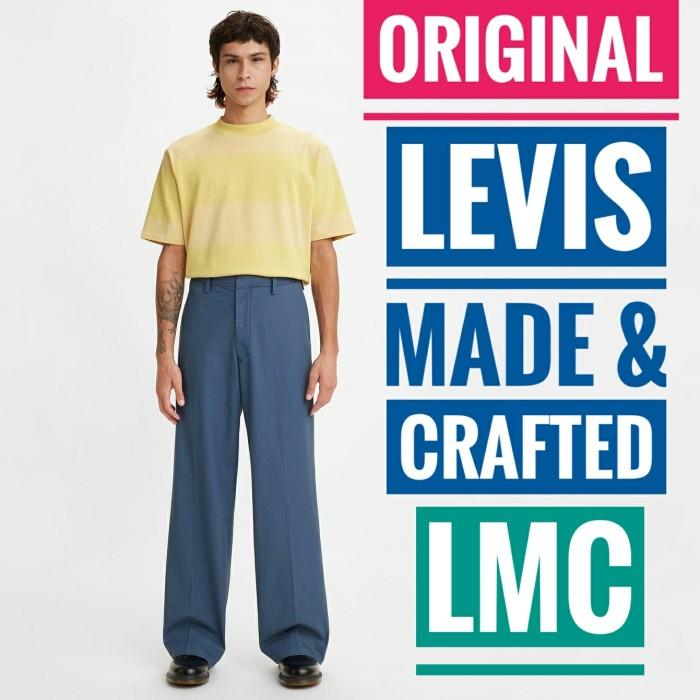 ORIGINAL Levis Made and Crafted LMC Baggy Pleated Trousers Loose Flare Biru Chino Pants Casual Forma