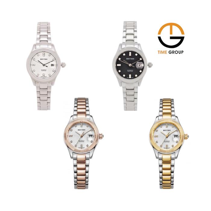 JAM TANGAN WANITA RHYTHM AUTOMATIC A1404 S01 S02 S04 STAINLESS ORIGINAL