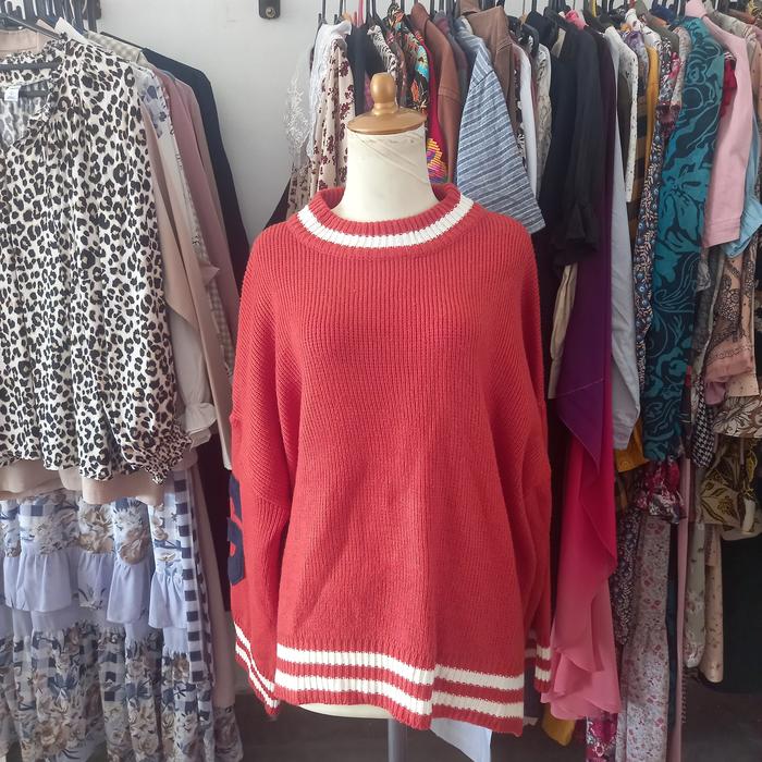Orange Oversize Knitwear Sweater by Sewing Story
