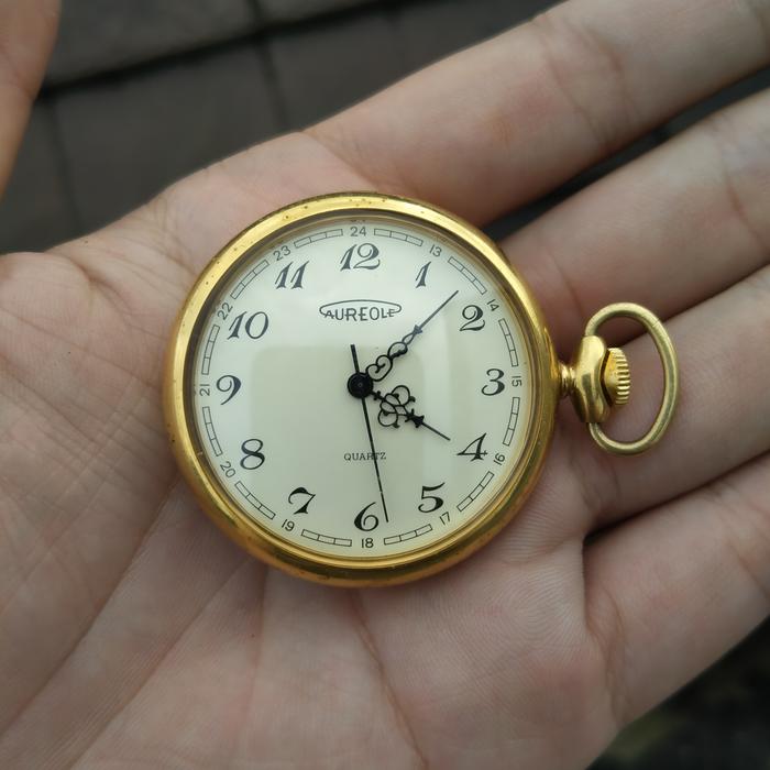 aureole vintage pocket watch jadul antik emas gold swiss jam saku kantong not elgin waltham cyma pat