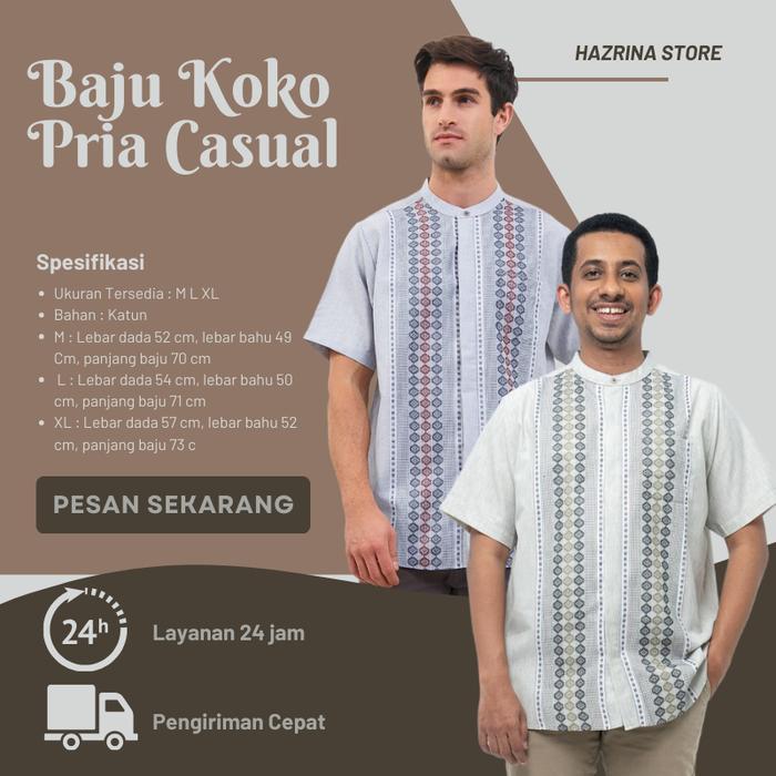 Baju Koko Habib Jafar Kemeja Pria Koko Lengan Pendek 0355 Terbaru 2024