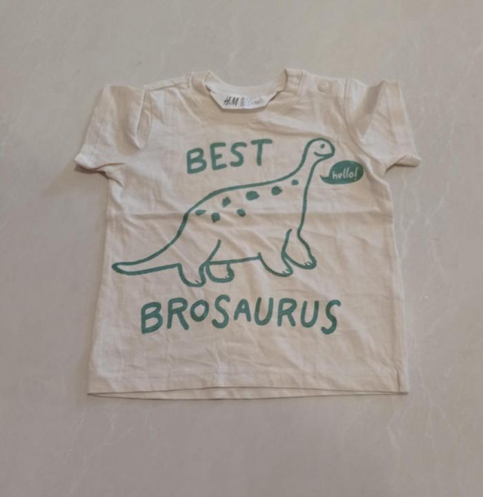 KAOS ANAK LAKI LAKI POPMYWEAR HM ORGANIC COTTON BOYS TEE CREAM DINO BEST S 1-4Y