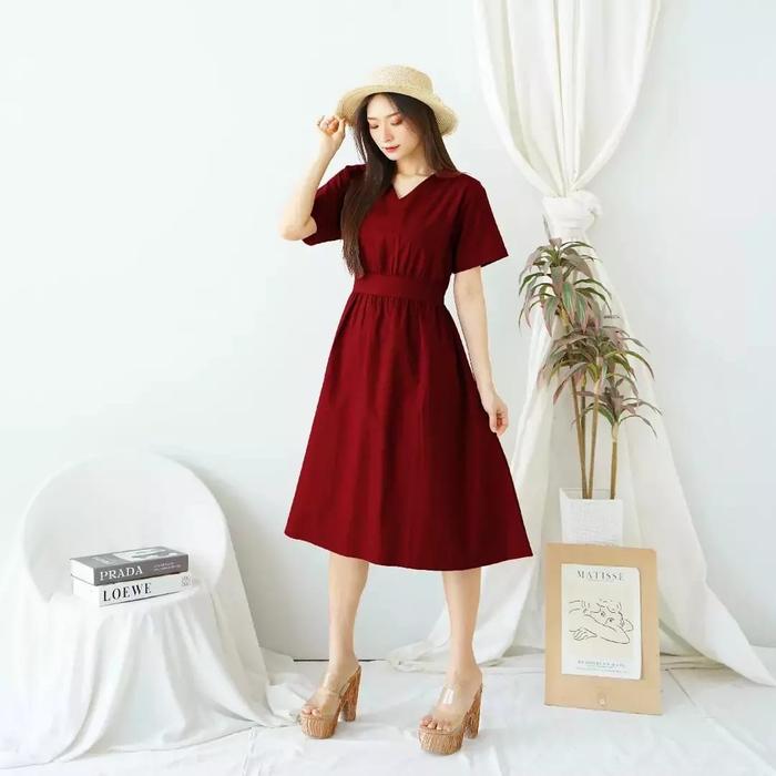 Baju Monel dress mini loose Basic Dress Katun Uniqlo Polos Casual TBSD
