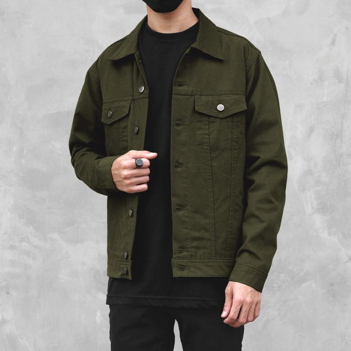Arthur Suede Trucker Jacket Green Army