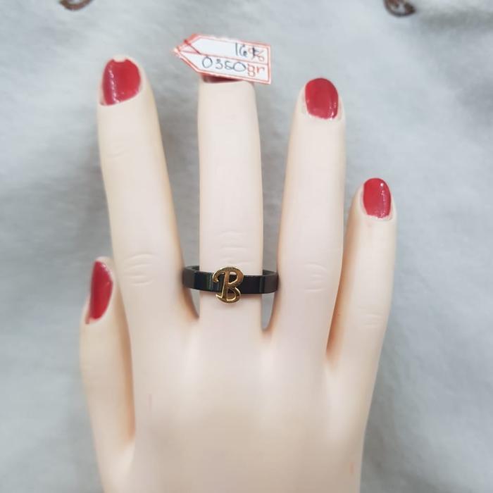 CP151F189F Cincin keramik variasi emas inisiasi nama huruf B 16k