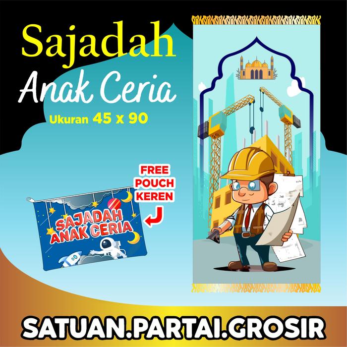 Sajadah Anak Custom Motif Arsitektur Free Pouch Full Printing / Sajadah Custom Anak Motif Arsitektur