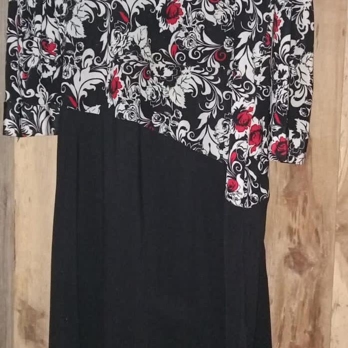 gamis dewasa rayon hitam bunga bunga kecil