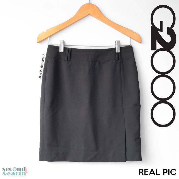 Preloved G2000 Skirt Mini (S-M) Bawahan Kerja Rok Pendek Lurus Katun Abu Polos High Waist Mini Skirt