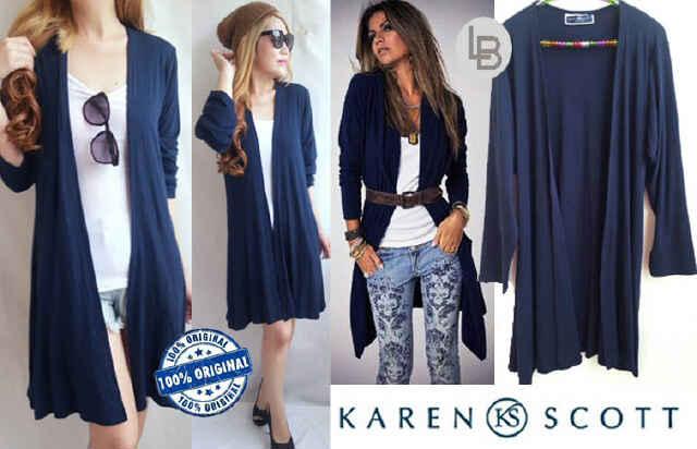 Karen Scott Navy Long Cardi