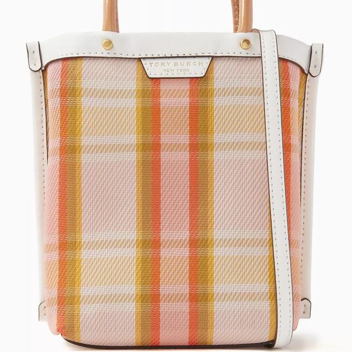 Tory Burch Mini Perry Mesh Plaid Tote Crossbody Bag