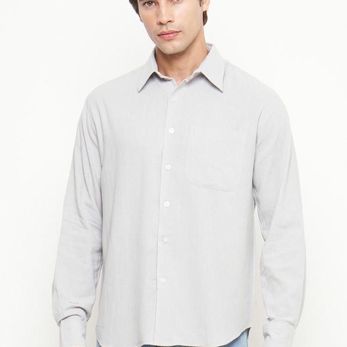 Kemeja Panjang Linen Pria Gray Ellegante by FTL