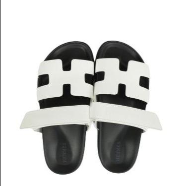 HERMES CHYPRE SHOES SANDAL WHITE LATER