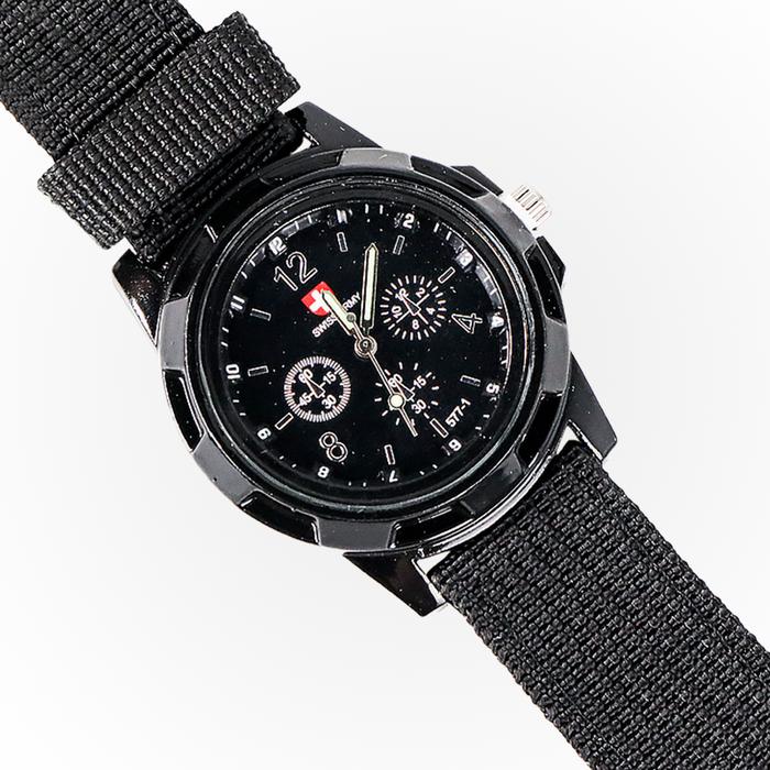 Aksesoris Sporty Watch Jam Tangan Analog Kekinian Cowo Laki Tali Strap Kain Premium