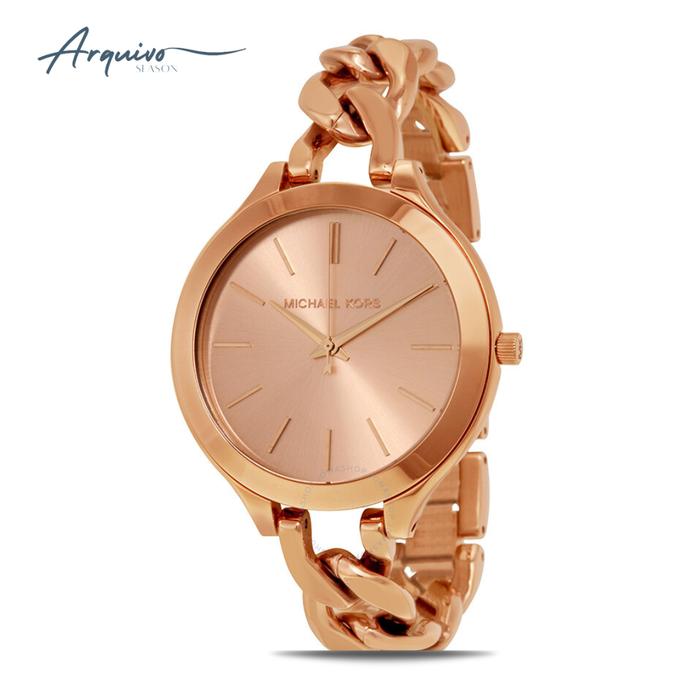 Jam Tangan Michael Kors Wanita Runway Stainless Steel Rose Gold Mewah Original MK3223