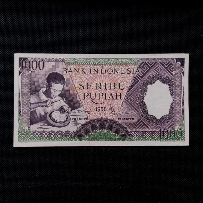 Uang Kuno 1.000 Rupiah Seri Pekerja Tahun 1958 Hijau/Violet