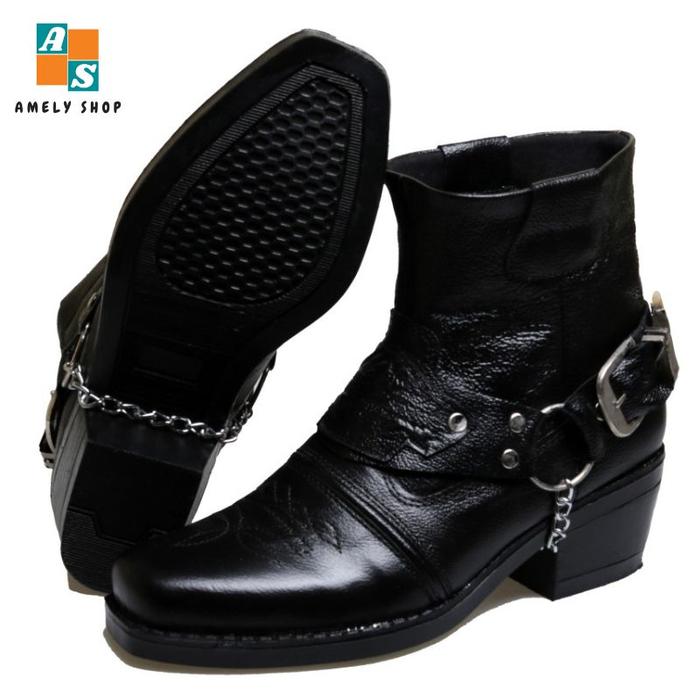 SEPATU BOOTS JUNGLE TOURING BIKERS Pria BSM Soga BNN 286 KULIT ASLI