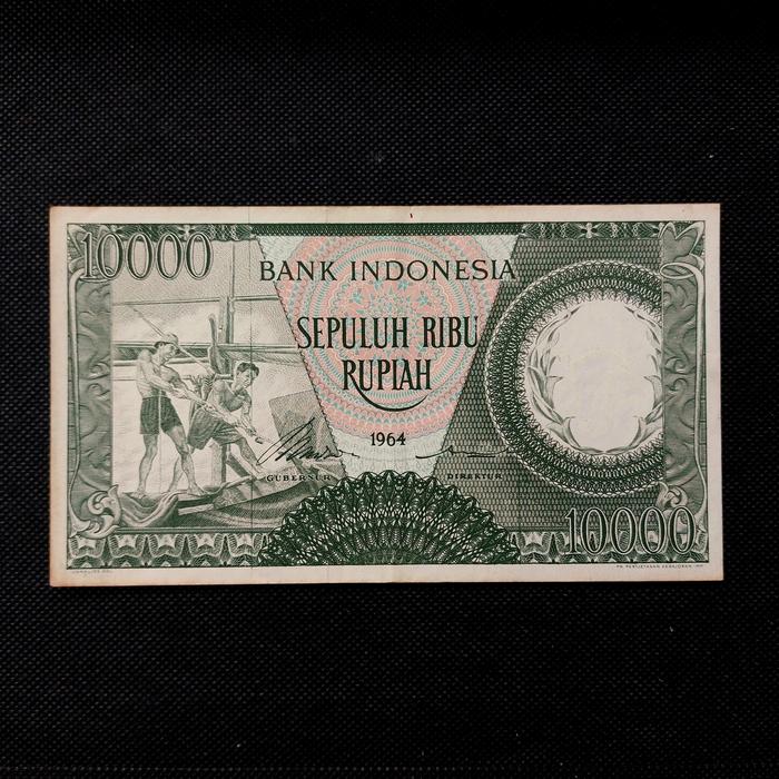 Uang Kertas 10000 Rupiah Seri Pekerja Nelayan (Hijau) Tahun 1964