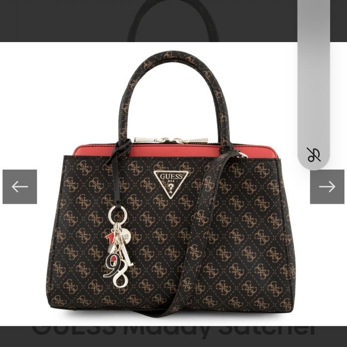 tas guess maddy girlfriend satchel brown/multi original preloved