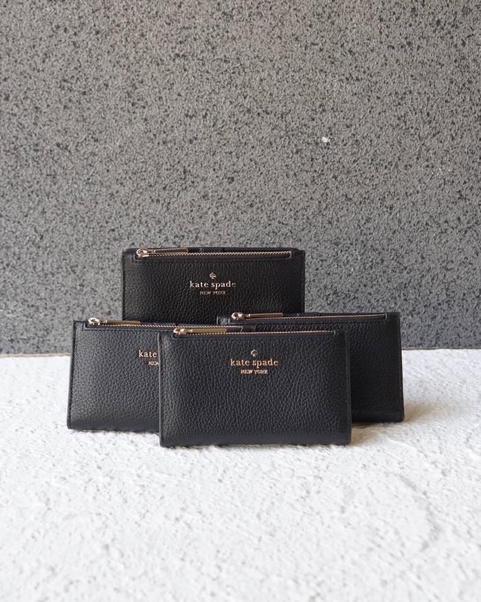 KATE SPADE leila slim bifold wallet pebbled leather
