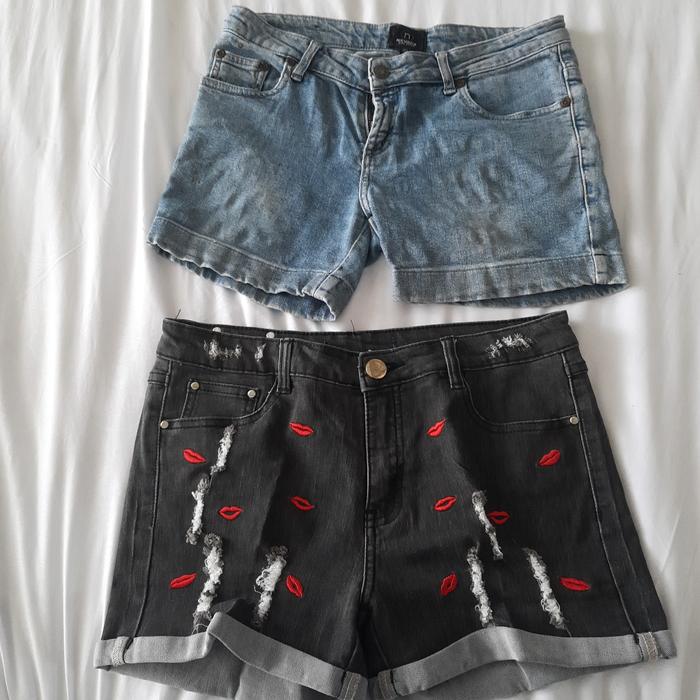 celana pendek jeans nevada dan mj seken wanita, 2 pcs sesuai gambar