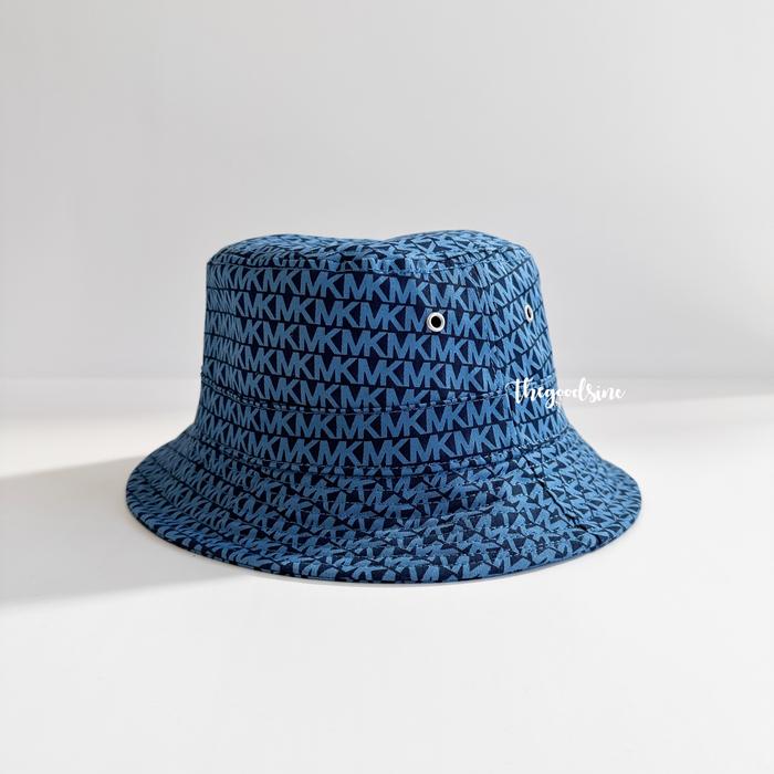 MK Logo Print Organic Cotton Blend Bucket Hat in Sig Blue JF200016G3