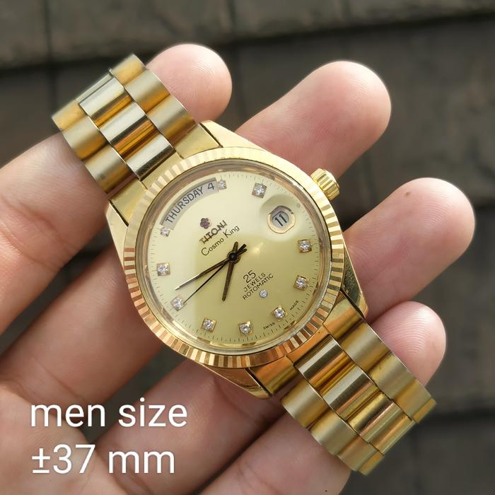 jam vintage titoni cosmo king rotomatic president jadul antik gold plate 20 micron 737 retro fluted 