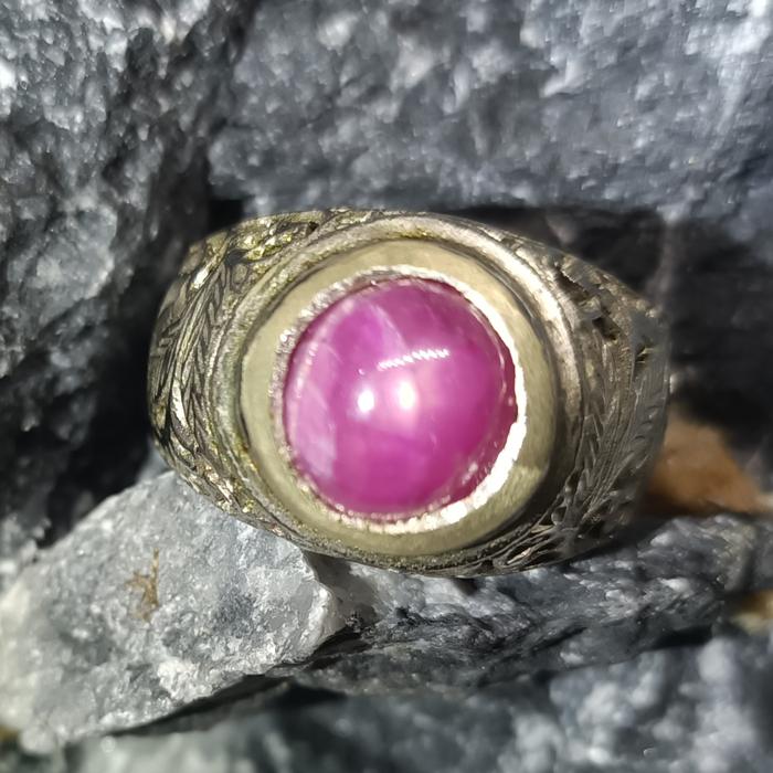 Cincin Batu Natural Ruby Star # 6