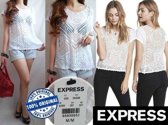 Express GEO Lace Tee Blouse