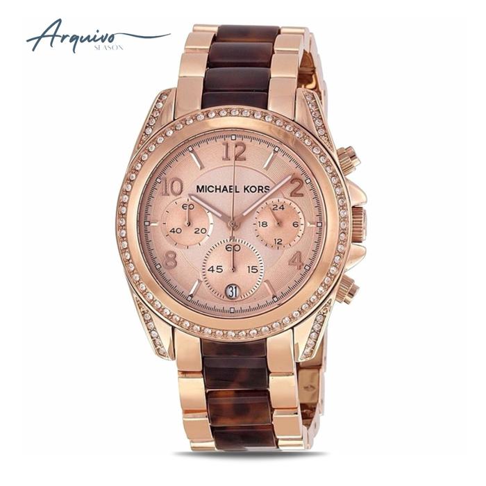 Jam Tangan Michael Kors Classic Wanita Blair Chronograph Stainless Steel Mewah Original MK5859